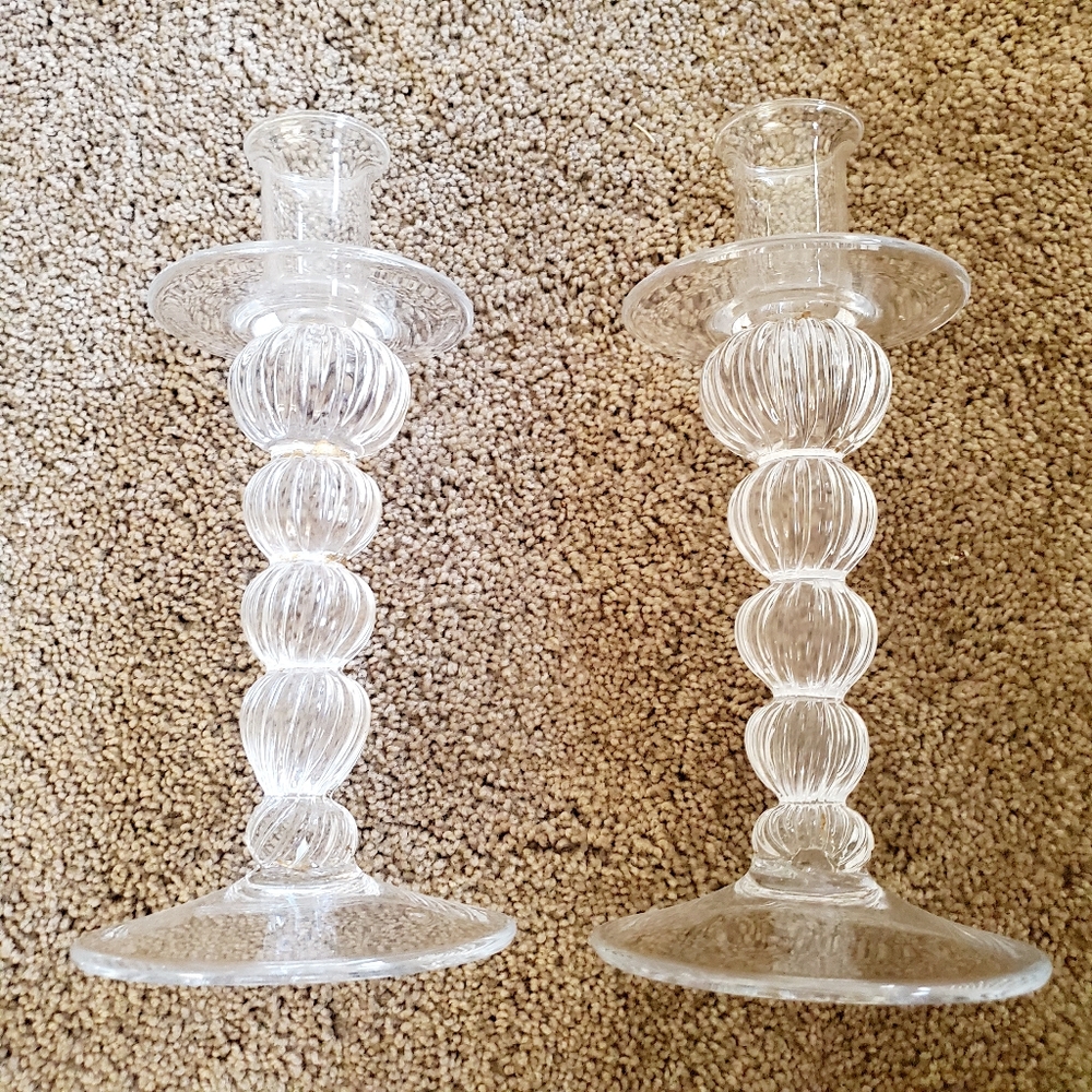 Set of 2 glass candle holders